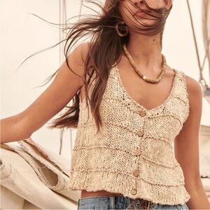 Promesa Neutral Knit Button-Front Crop Tank